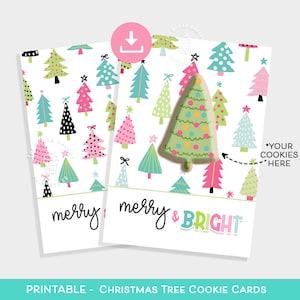 Merry & Bright Christmas Cookie Card Weihnachtsbaum Cookie Card Mini 5x7 Merry Christmas Printable Merry and Bright Holiday Cookie Karten