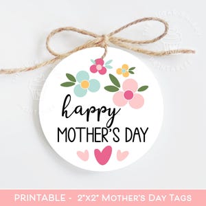 Happy Mother's Day-tag, afdrukbare Moederdag-cadeaukaartjes, bloemen MOEDERDAG-TAG, Moederdag-koekje, Moederdag-tags afdrukbaar