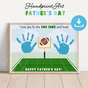 Arte con huellas de manos para el Día del Padre, manualidad con huellas de manos de FÚTBOL, manualidad con actividades para el Día del Padre, arte con huellas de manos de fútbol para imprimir, regalo para papá de parte de los niños