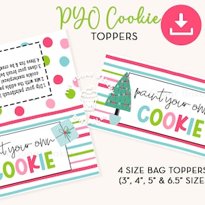 Weihnachten PYO Cookie Bag Topper, Urlaub PYO Topper, Leckerli Tasche Topper, PYO Malen Sie Ihren eigenen Keks, Weihnachts-Pyo Anweisungen und Anweisungen,