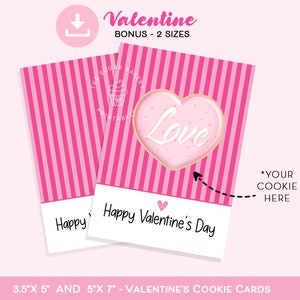 Carte de biscuits Saint-Valentin, carte de biscuits de Saint-Valentin pour les enfants, je t'aime carte de biscuits coeur, cartes de biscuits imprimables de bonne Saint-Valentin