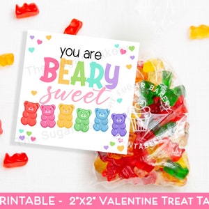 BEARY Süßer Gummibärchen Valentinstag Anhänger, Gummibärchen Valentinstag Geschenkanhänger, Gummibärchen Valentinstag druckbar, Valentinstag Valentinstag Tags