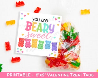 Etichetta di San Valentino con orsetti gommosi dolci BEARY, orsetti gommosi di San Valentino, etichette per dolcetti di San Valentino, orsetti gommosi di San Valentino stampabili, etichette di San Valentino per la classe