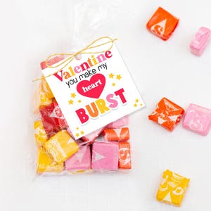 Etiquetas Valentine You make my Heart BURST, Etiquetas Starburst Valentine, Etiquetas para sacolas de doces BURSTING with excitement, Etiquetas para sacolas de guloseimas Classroom Valentine