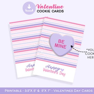 Carte à biscuits Joyeuse Saint-Valentin, coeur de conversation imprimable 5 x 7 pouces COOKIE CARD, Saint-Valentin gâter quelqu'un de doux, carte à biscuits de la Saint-Valentin