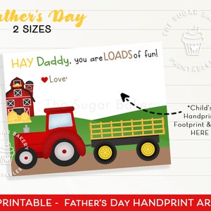 Handprint Art Craft for Father's Day, Tractor Farm Printable Father's ...