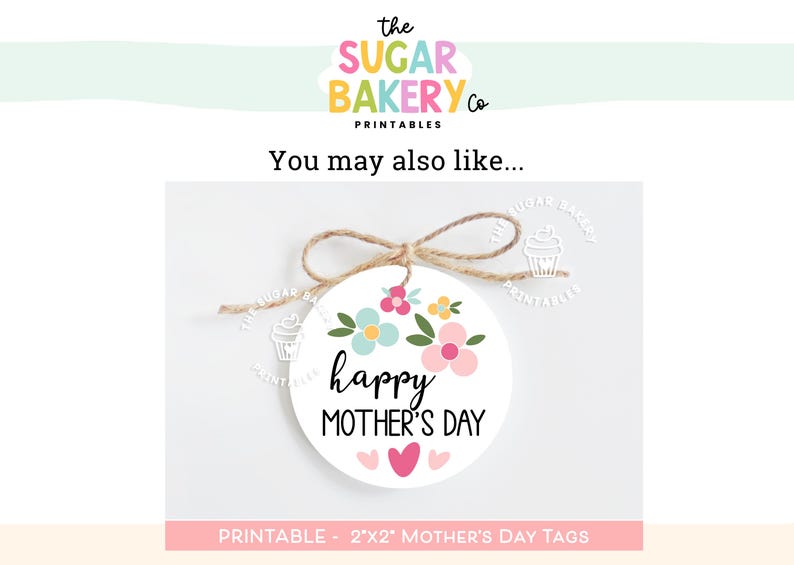 K&ouml;nnte beinhalten: Druckbare Muttertags-Geschenk-Etiketten mit 5 cm x 5 cm, wei&szlig;em Hintergrund, rosa und blauen Blumen und dem Text "happy MOTHER'S DAY".
