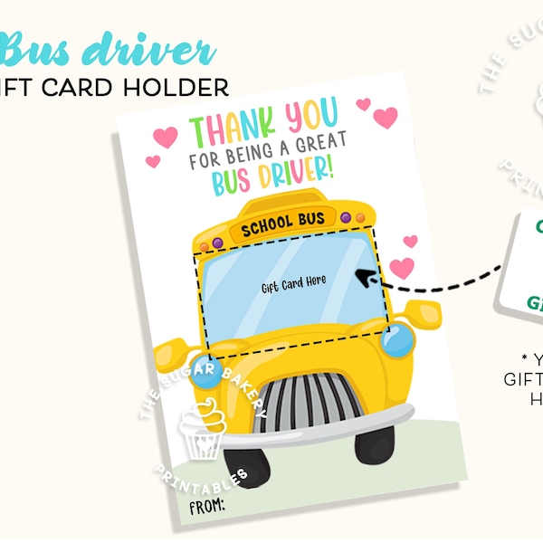 BUS DRIVER GIFT Card Holder, Thank you for being a great School bus driver, End of the Year Gift, Coffee Gift Card, Bus Driver Appreciation