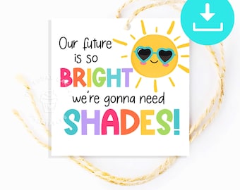 Etiquetas de regalo de verano para gafas de sol imprimibles, etiqueta de gafas de sol de verano, regalo de fin de curso para preescolar y jardín de infancia, obsequio para el aula