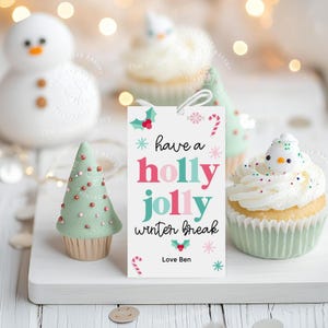 Holly Jolly Winter Break Tags Christmas Gift Tags Thank You Teacher Staff Kids Winter Break Classroom Tag Printable, School&#39;s out gift tag