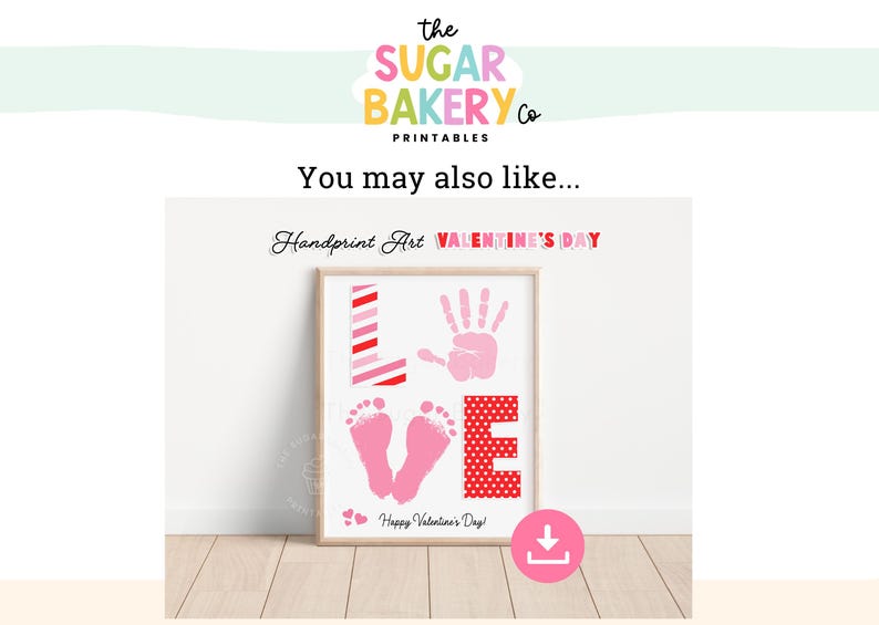 Valentine Handprint Art, Printable Valentine Craft, Preschool Toddler Handprint Footprint Craft, Gift for Mom Grandma from kids, I LOVE You image 10
