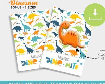 Eres tarjeta de galleta DINO-MITE, tarjeta de galleta de dinosaurio, tarjeta de galleta Dino TREX imprimible de 3.5x5 y 5x7, tarjeta de galleta de San Valentín, tarjeta de galleta Dino