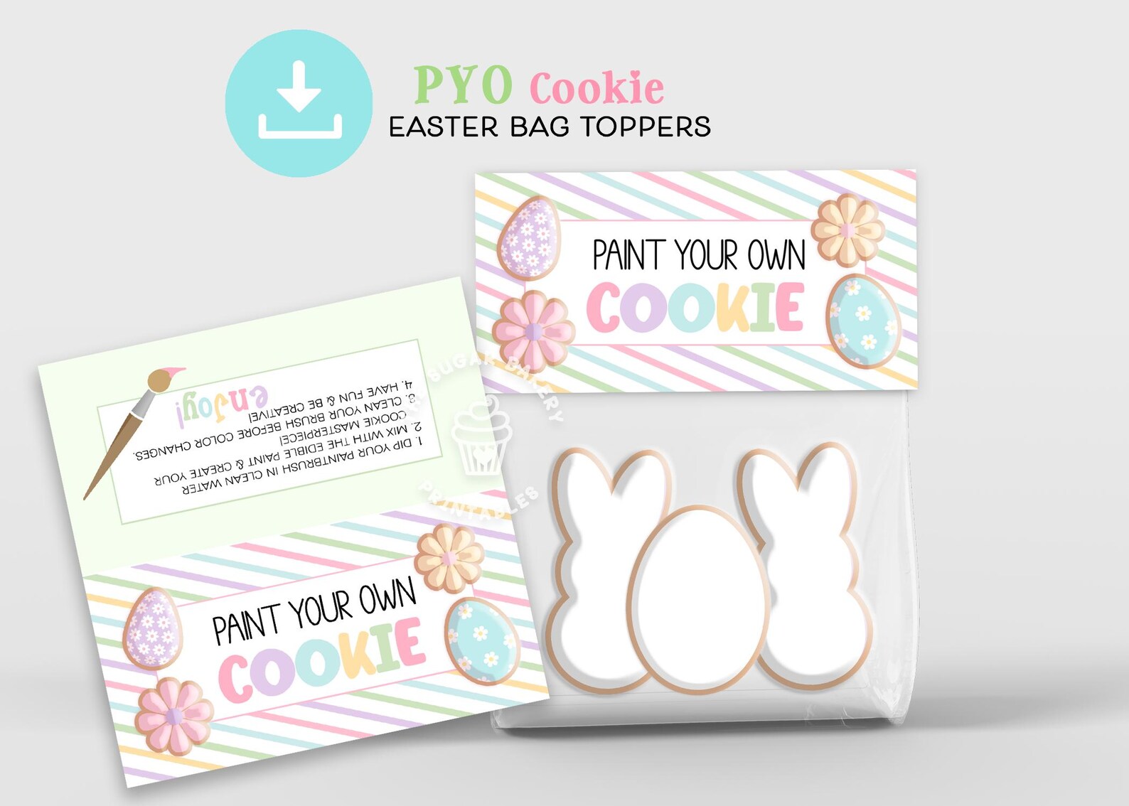 PYO Easter Cookie Bag Topper, 4", 5" and 6" Pyo BAG TOPPERS, Paint Your ...