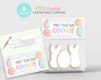 Adorno para bolsa de galletas de Pascua PYO, 4", 5" y 6" Adornos para bolsa Pyo, Instrucciones para el kit de pintura de galletas, Adorno para bolsa de galletas de Pascua Arcoíris