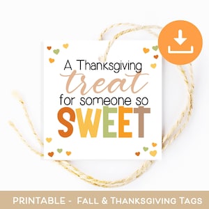 Thanksgiving TREAT voor iemand LIEF, herfstkoekjestags, afdrukbare herfsttraktatietags, afdrukbare cookietags, traktatiebagtag direct downloaden