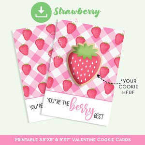 Carte de biscuits aux fraises, vous êtes la meilleure carte de biscuits aux baies, carte de biscuits aux baies, carte de biscuits imprimable Saint-Valentin 3,5 x 5 & 5 x 7 rose rouge