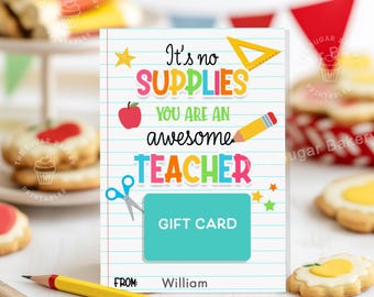 Teacher GIFT CARD Holder School Supplies Teacher Appreciation Gift Card holder teacher End of school year Gift for teacher from student card