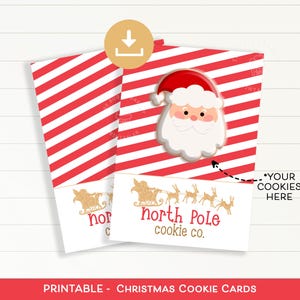 Cartão NORTH POLE Cookie Co., cartão de biscoito de trenó de rena, cartão de biscoitos para PAPAI NOEL, cartão de biscoito de Papai Noel, cartão de biscoito de Natal para impressão