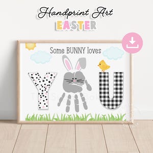Ostern HANDPRINT ART, druckbare Osterhase Handabdruck Handwerk, Kunsthandwerk für Kinder Vorschule Kleinkinder Handabdruck Kunst, Ostern Handabdruck Handwerk