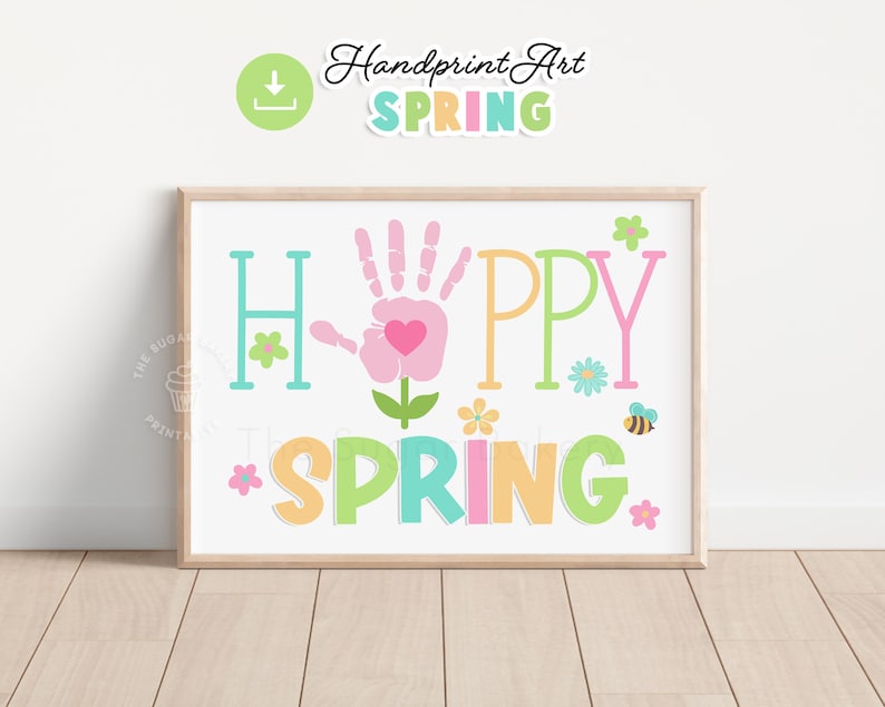 Spring Handprint Art Craft Printable – Cute DIY Gift for Kids ...
