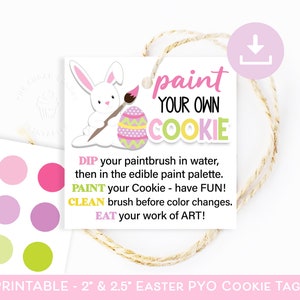 Etiqueta de biscoito de Páscoa PYO, biscoito de Páscoa PYO, instruções Pyo, etiqueta de biscoito PYO, download instantâneo de Páscoa, pinte suas próprias instruções do kit de biscoitos