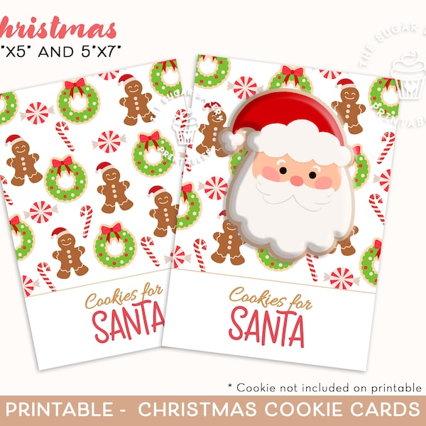 Cookies for SANTA Printable, Santa Cookie Card, Christmas Cookie Card, Gingerbread Cookie Card, 5x7 Mini Cookie Card, Winter Holidays Card
