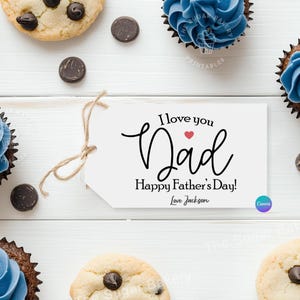 Vaderdagcadeaulabel Afdrukbaar Happy Fathers Day-label bewerkbaar cadeau voor vader Aangepaste Vaderdag-traktatiekaart Ik hou van je vader cadeau voor vader