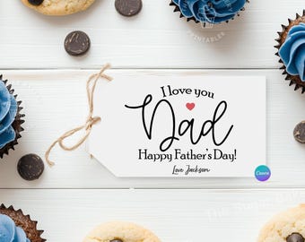 Vatertagsgeschenkanhänger druckbar Happy Fathers Day Tag bearbeitbares Geschenk für Papa Benutzerdefinierte Vatertagskarte Ich liebe dich Papa Geschenk für Vater