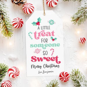 Een kleine traktatie voor iemand ZOETE Tags, BEWERKBARE Sweet Treat-tag, Christmas Treat-tags, kerstkoekjestags, afdrukbare leraar-cadeautags
