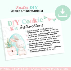Druckbare OSTERHASE DIY Cookie Kit Anleitung, Oster Cookie Kit Anleitung, DIY Cookie Kit, Dekoriere Deine Eigene Osterkekskarte