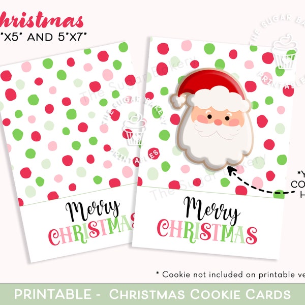 Merry Christmas Cookie Card, Santa Cookie Card, Candy Christmas Cookie Card, Printable Mini Cookie Card, Printable Christmas Cookie Card
