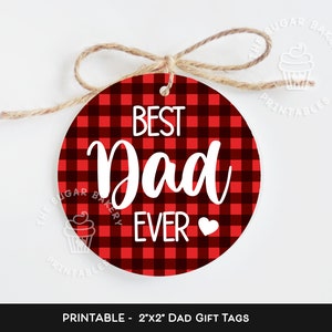 Best DAD ever Fathers Day TAGS, Printable Father&#39;s Day COOKIE Tags, Printable 2&quot; and 2.5&quot; Happy Father&#39;s Day Gift tags, Buffalo Plaid smores