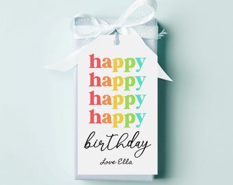 Étiquettes de joyeux anniversaire, étiquettes d'anniversaire imprimables arc-en-ciel, ÉTIQUETTES POUR CADEAUX d'anniversaire, étiquettes d'anniversaire pour les enfants, étiquettes d'anniversaire pour des cadeaux, étiquette d'anniversaire garçon