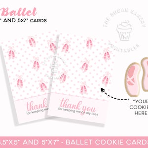 Tiny Dancer Ballet COOKIE CARD, 3.5"x5" & 5"x7" DANCE Teacher Cookie Card, Floral Ballet Slipper End of year Ballerina Cookie Card