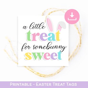 Tag A Little Treat for SOMEBUNNY SWEET, tag voor paastraktatie, tags voor afdrukbare zoete traktaties, tags voor paashaas, tags voor paascadeaukoekjes, afdrukbaar