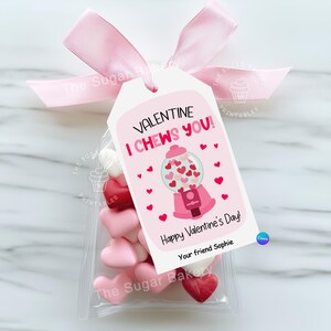 Druckbare Ich kaue dich Valentinstag Tag, Kinder Klassenzimmer Gum Candy Bubblegum Valentinstag Gunsten Tags, personalisieren mit Canva, Sofort Download