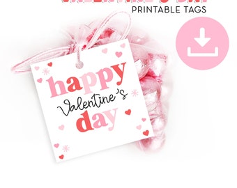 Printable Happy Valentines Day Gift Tag, Valentines Day Tag, SWEET Treat tag, Classroom Teacher Kids School Preschool Valentine party favor