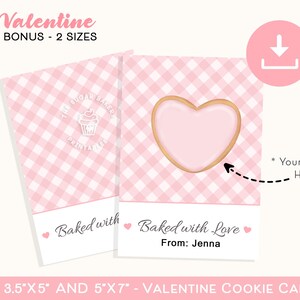Horneado con amor COOKIE CARD, Tarjeta de galleta de San Valentín rosa a cuadros, tarjeta de galleta de agradecimiento para el maestro, agradecimiento del personal del maestro, galletas de San Valentín