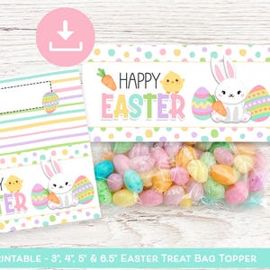 Topper per sacchetti di dolcetti pasquali, TOPPER per sacchetti di biscotti pasquali, Topper per sacchetti di dolcetti stampabile, Sacchetti di dolcetti pasquali, Etichetta coniglietto pulcino, Topper per sacchetti stampabili,
