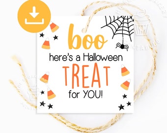Etiquetas de galletas de Halloween imprimibles, etiqueta de golosina Hey BOO, etiquetas de regalo Ghost Boo, etiquetas de bolsa de truco o trato, etiquetas de Halloween, descarga instantánea