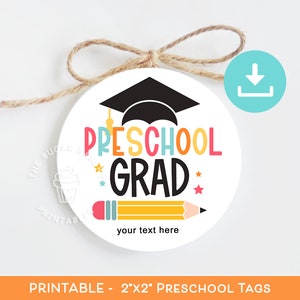 Étiquette d'obtention du diplôme préscolaire imprimable, étiquette d'obtention du diplôme d'âge préscolaire, étiquette de diplômé d'âge préscolaire félicitations, étiquette cadeau imprimable de remise des diplômes préscolaires