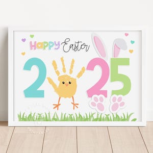 Artisanat d'empreinte de main de Pâques 2025, art imprimable de l'empreinte de main de lapin de Pâques, activité d'artisanat de Pâques pour les enfants d'âge préscolaire en bas âge souvenir personnalisé