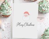 Merry Christmas CARD Printable, Merry Christmas Santa Card, Last minute printable card, DIY card print yourself for kids, Christmas Card