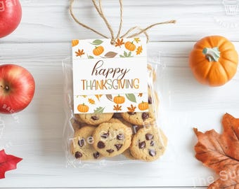 Happy Thanksgiving Cookie TAGS, Fall Cookie Tags, Printable Autumn Thanksgiving tags, Fall Gift basket tags, Fall Gift tag, Blessed Tags