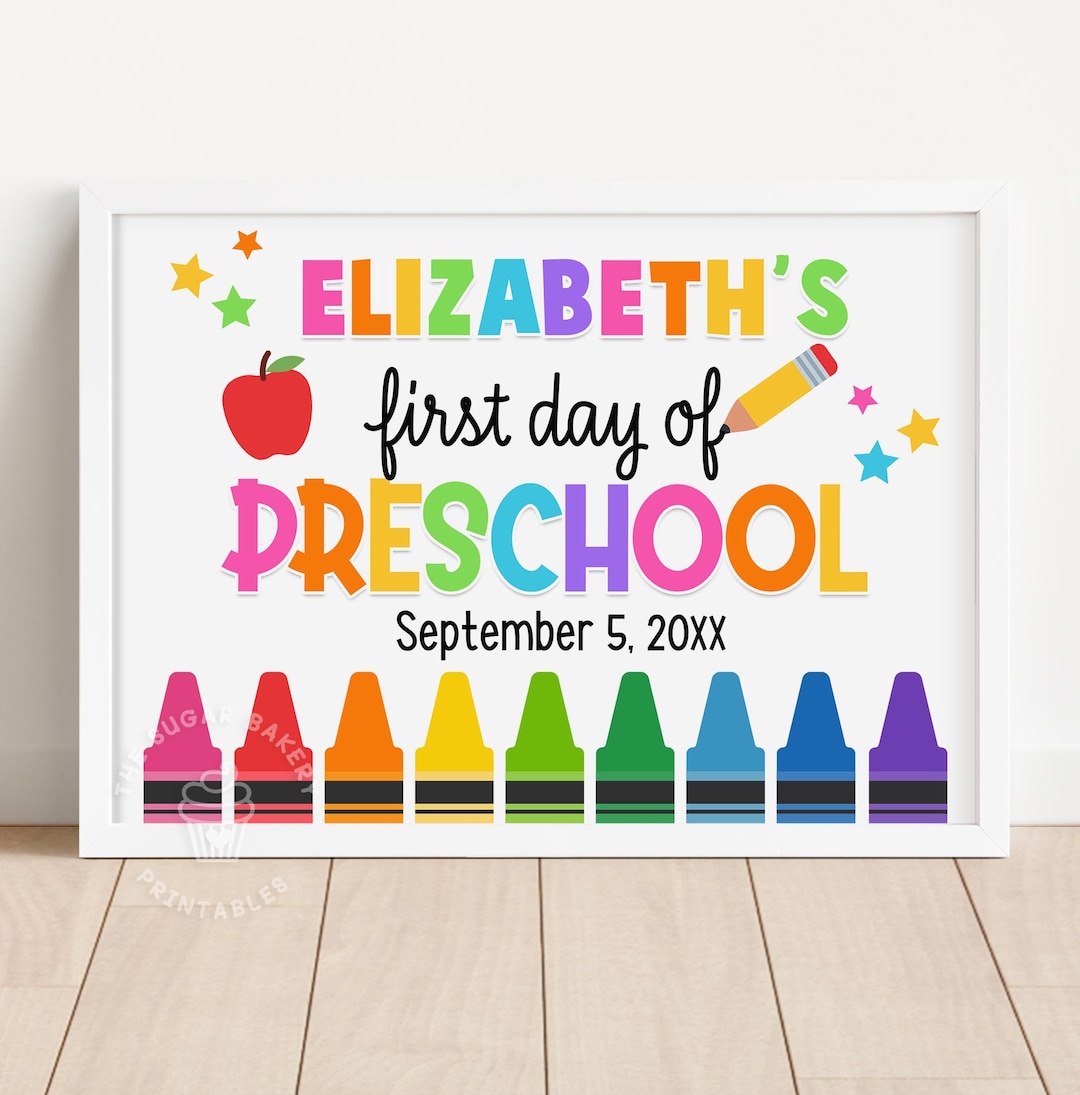 First Day of PRESCHOOL EDITABLE SIGN, 1st Day of Preschool, Editable ...