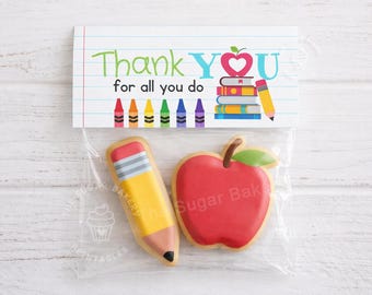 Decorazione per sacchetti di caramelle di ringraziamento per insegnanti stampabile, etichetta regalo di apprezzamento per insegnanti, decorazione per sacchetti di biscotti, bomboniera di ringraziamento per la classe da scaricare digitalmente