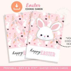 Happy EASTER COOKIE CARD, Mini & 5"x7" Biglietto per biscotti pasquali, Biglietto per biscotti carota coniglietto, Biglietto per biscotti pasquali stampabile, Scarica biscotti pasquali