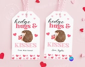Editable Hedgehugs & Kisses Valentine Tag, Printable Valentine Tag, Classroom Valentine Gift, Hedgehog gifts, Hedgehog Valentine Tag Card