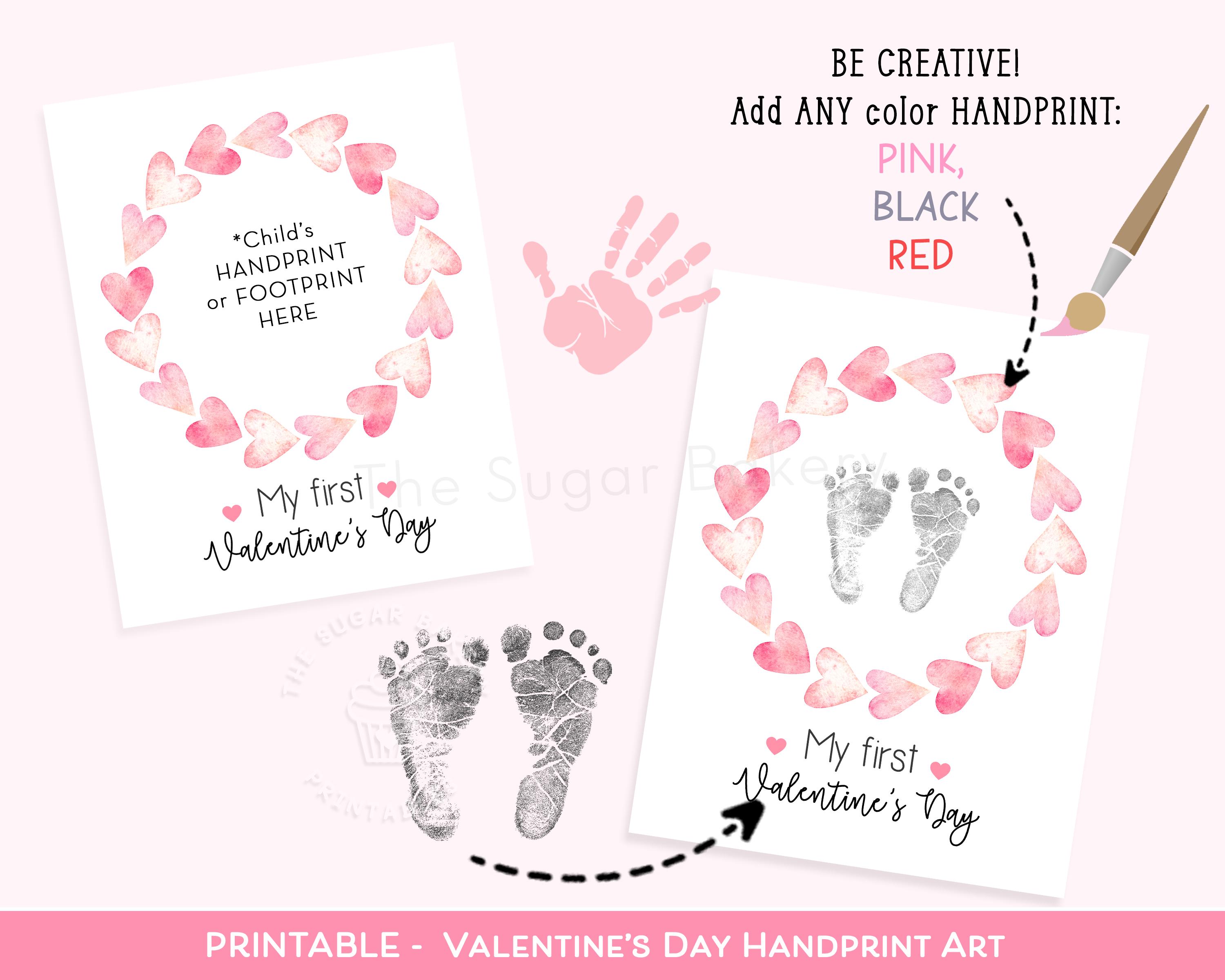My First Valentines Day Footprint Handprint Art Baby's 1st Valentines ...