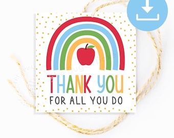 Etichetta di ringraziamento per l'insegnante, etichetta regalo di ringraziamento per l'insegnante, etichetta di ringraziamento per l'insegnante, etichetta per biscotti per l'insegnante, etichetta quadrata stampabile da 2" e 2,5"